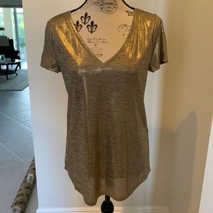 WHBM Shiny Gold T-shirt NWT
